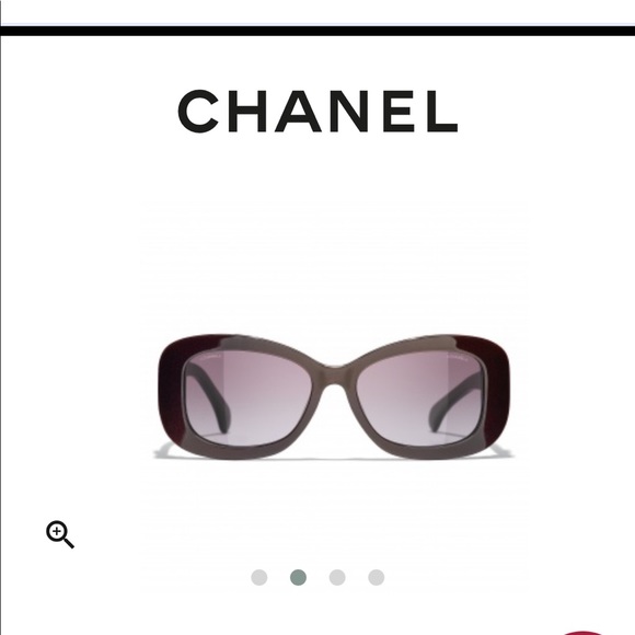 Chanel rectangle sunglasses red burgundy color current style - Picture 13 of 16
